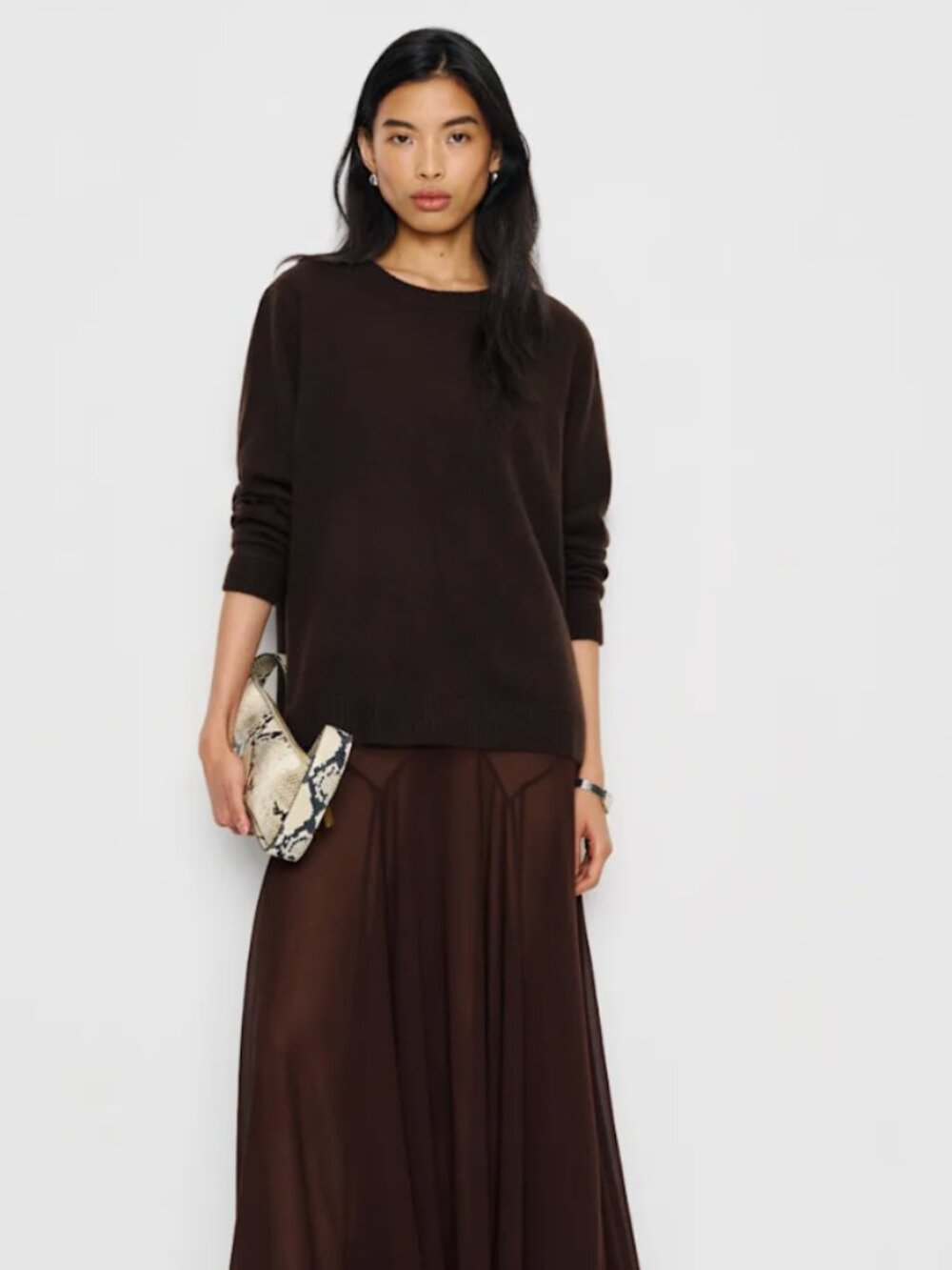 Reformation Cashmere Boyfriend Sweater in Brown